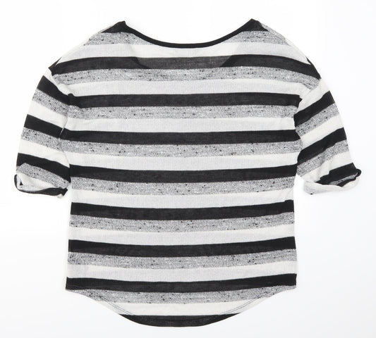 George Womens Grey Striped Basic T-Shirt Size 16