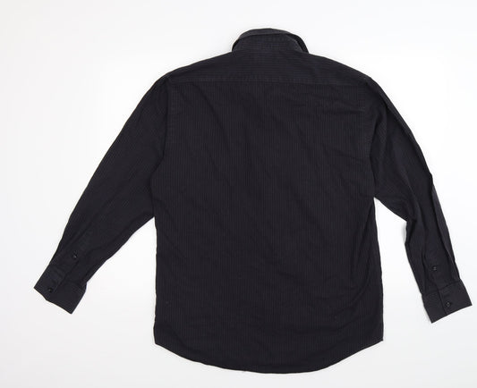 Tom english Mens Blue Striped Button-Up Size 16.5