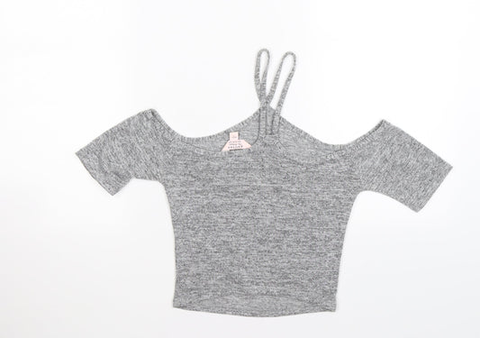 Miss Selfridge Womens Grey Cropped Tank Size 6 - cold shoulder