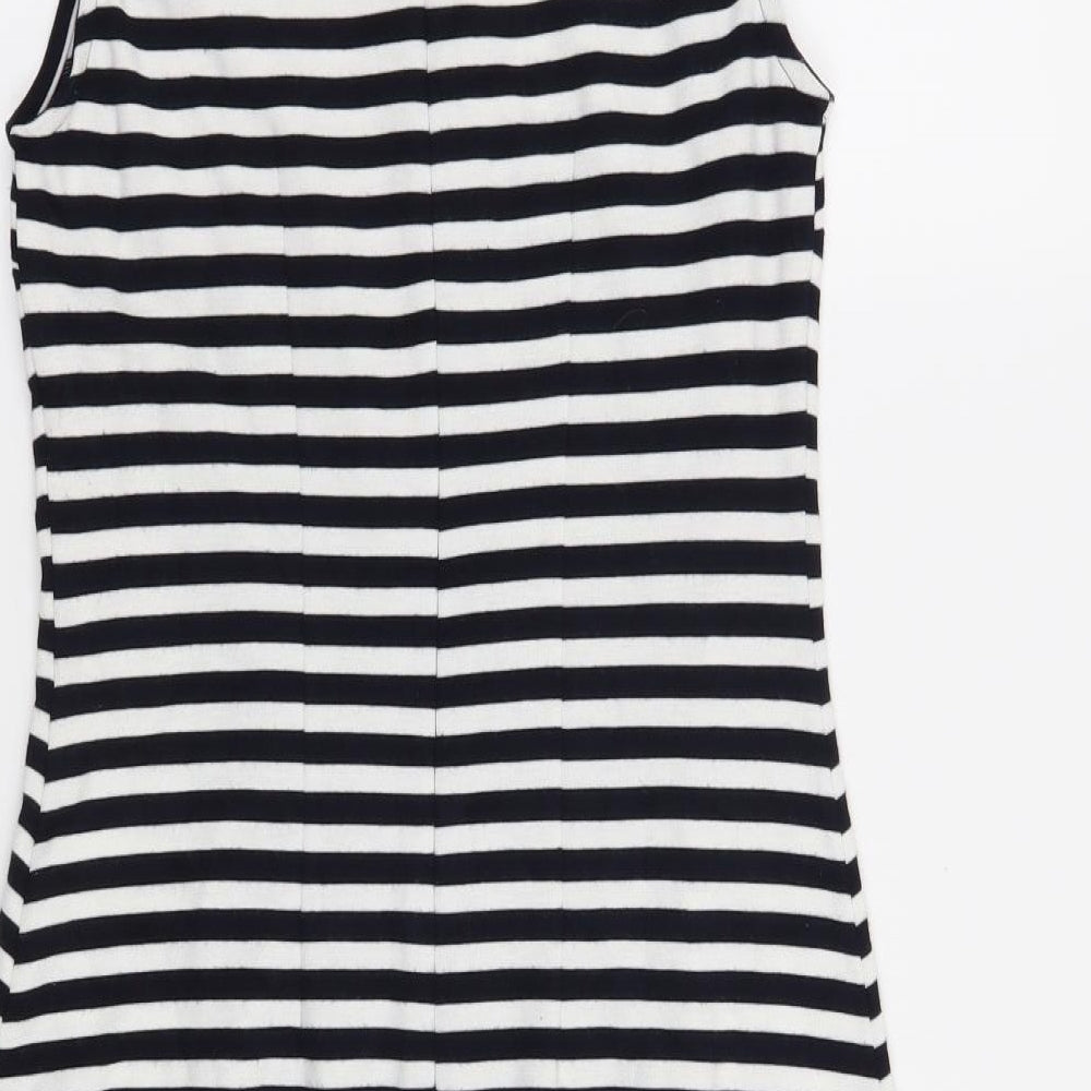 M&S Womens Black Striped A-Line Size 8