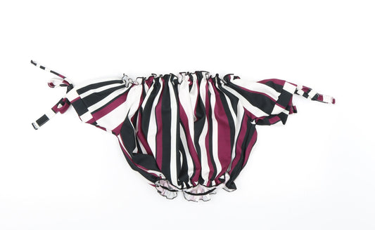 Select Womens Purple Striped Cropped Blouse Size 14