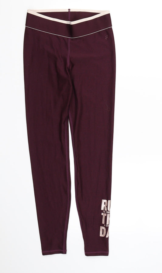 Womens UK Size S H&M Regular Fit Pedal Pusher Purple Leggings