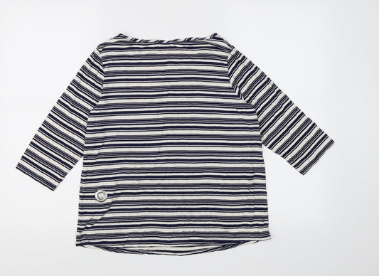 George Womens Blue Striped Basic T-Shirt Size 10