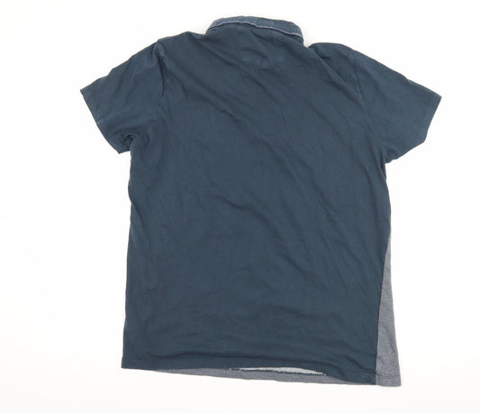 Matalan Mens Blue Geometric Polo Size L