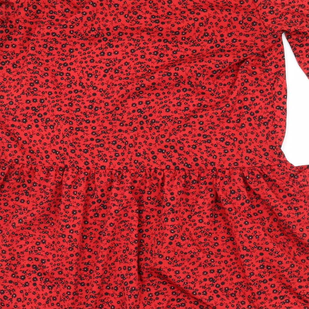 influence Womens Red Floral Skater Dress Size 10