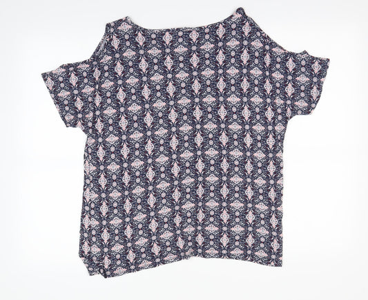 George Womens Ivory Geometric Basic T-Shirt Size 14