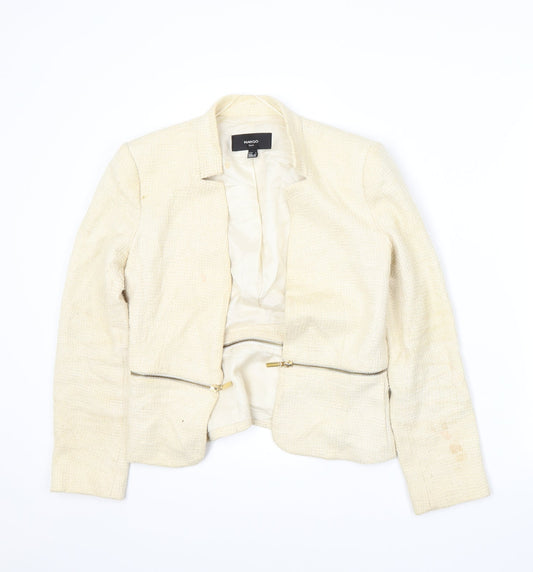 Mango Womens Beige Jacket Suit Jacket Size S