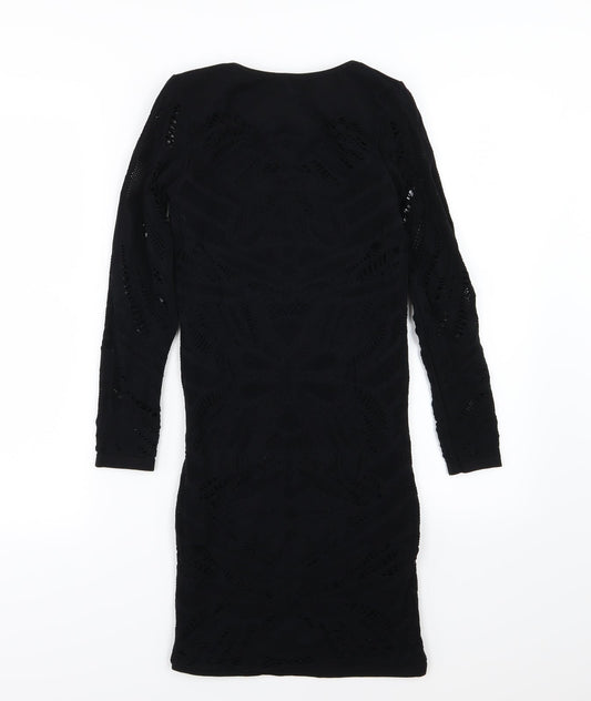River Island Womens Black Floral Bodycon Size S -