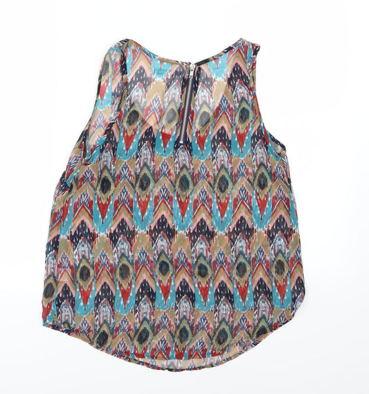 Glamorous Womens Multicoloured Geometric Chiffon Basic Blouse Size 12