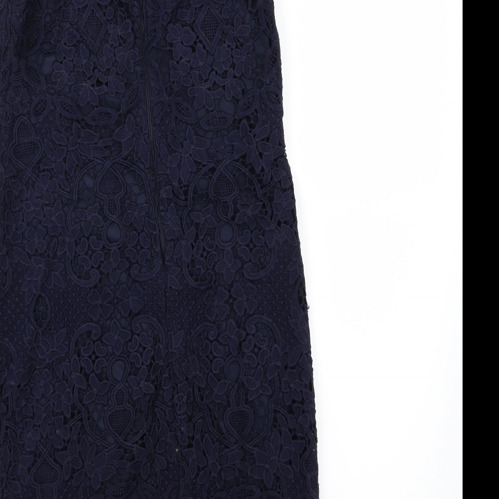Preworn Womens Blue Floral Pencil Dress Size 8