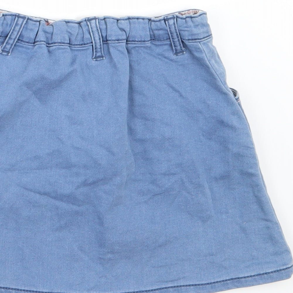 Nutmeg Girls Blue Floral Denim A-Line Skirt Size 4-5 Years