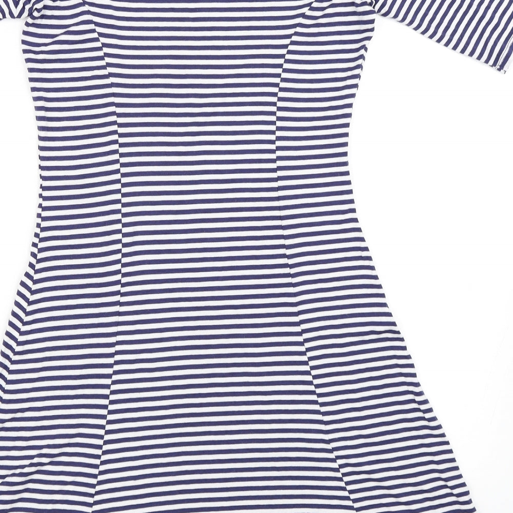 George Womens Blue Striped Fit & Flare Size 8