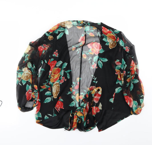 Miss Selfridge Womens Black Floral Basic Blouse Size 6