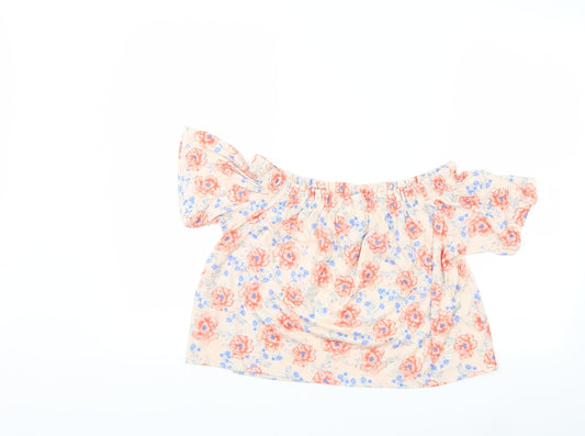 Miss Selfridge Womens Beige Floral Basic Blouse Size 10