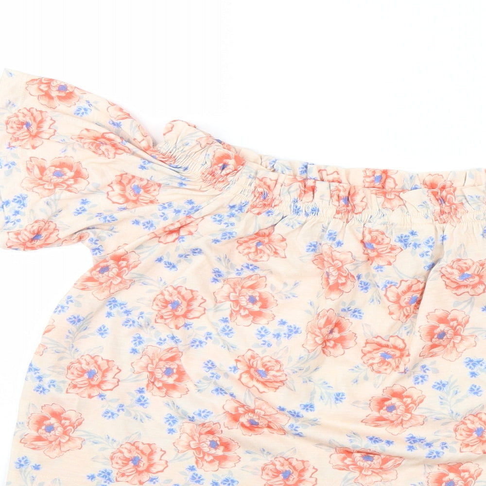 Miss Selfridge Womens Beige Floral Basic Blouse Size 10