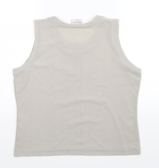 Womens UK Size L Mackays Silver Basic Tank