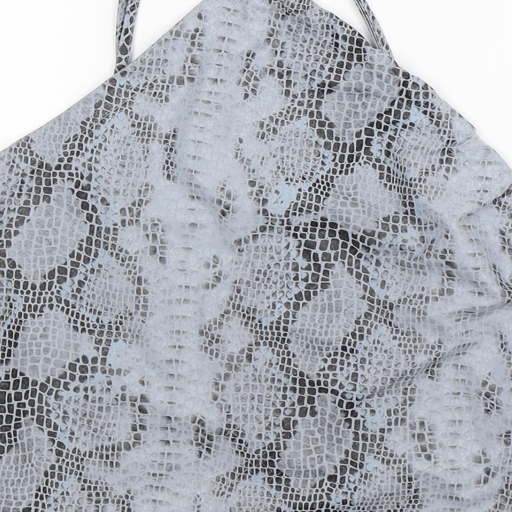 PRETTYLITTLETHING Womens Grey Animal Print Basic Tank Size 10