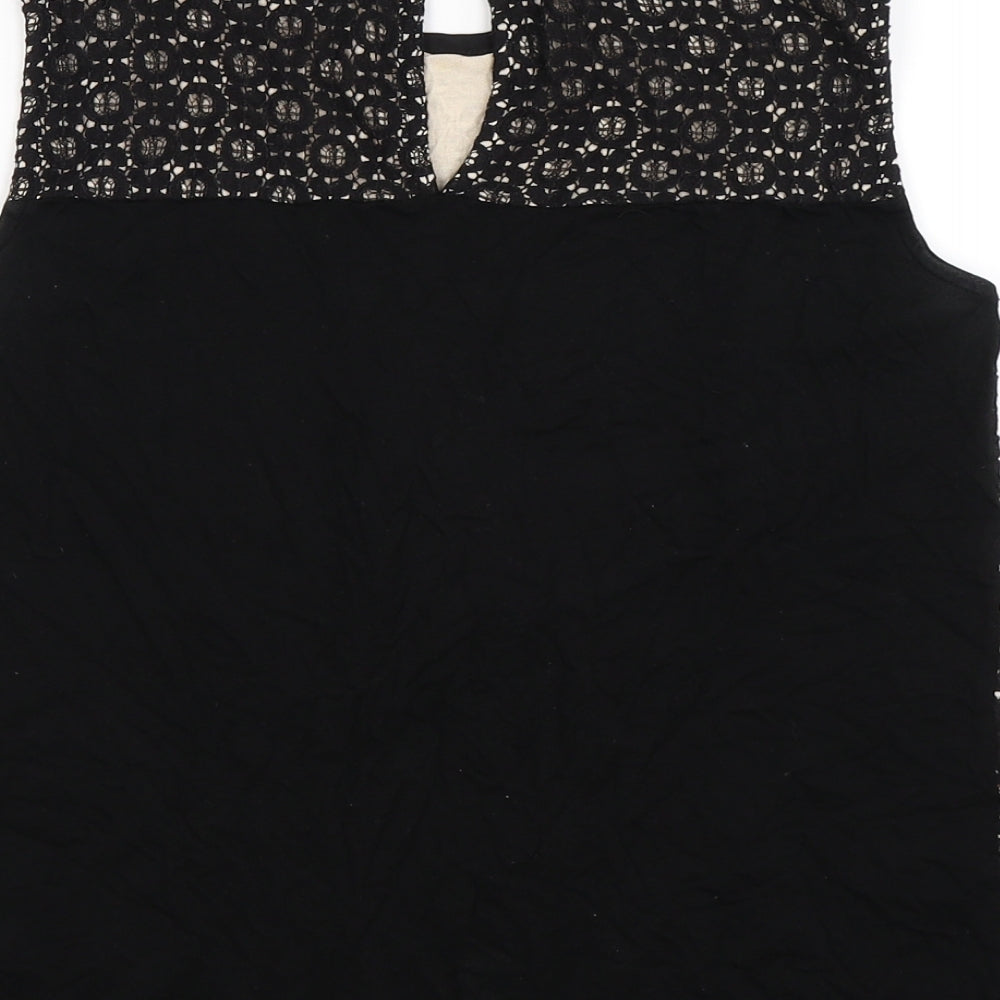 Womens UK Size S Oasis Black Basic T-Shirt