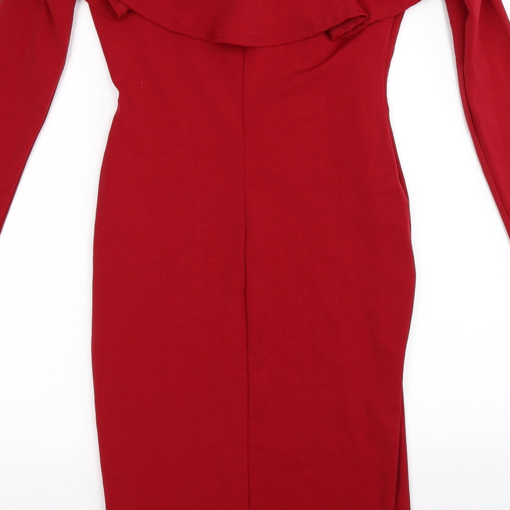 Boohoo Womens Red Bodycon Size 12