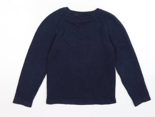 NEXT Boys Blue Striped Knit Pullover Jumper Size 4 Years
