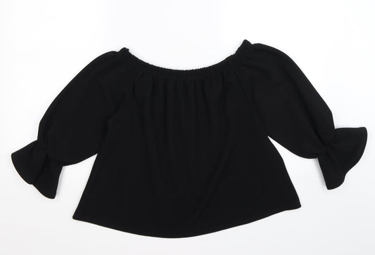 Womens UK Size 8 cameo rose Black Cropped T-Shirt