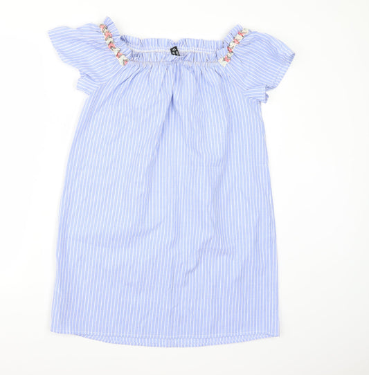 New Look Womens Blue Striped A-Line Size 12