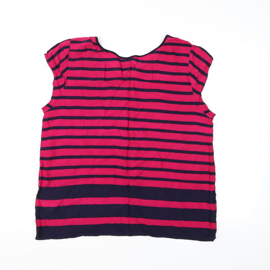 Gap Womens Pink Striped Chambray Basic T-Shirt Size L