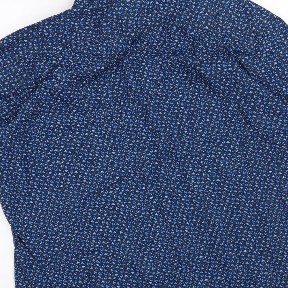 Mens UK Size S John Miller Blue Button-Up Long Sleeve Casual Shirt