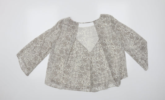 FOREVER 21 Womens Beige Floral Basic Blouse Size M