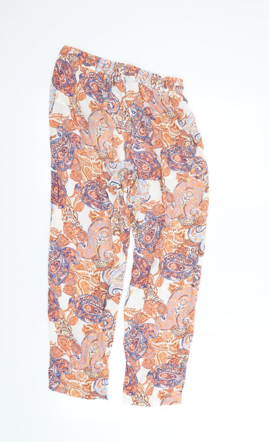 F&F Womens Ivory Geometric Trousers Size 8 L28 in