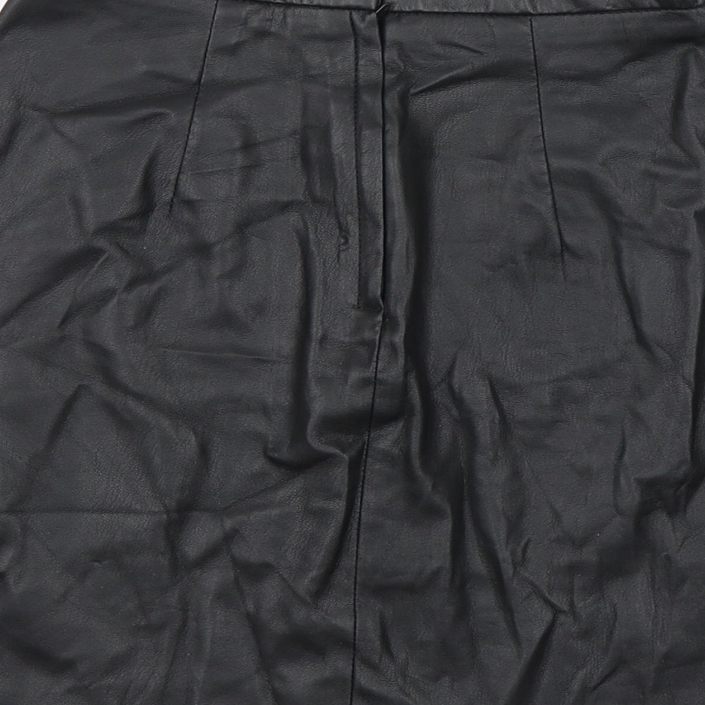 H&M Womens Black   Pleated Skirt Size 6  - Faux Leather
