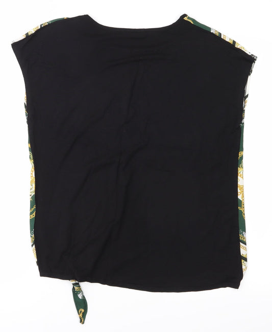 Papaya Womens Black Colourblock Basic T-Shirt Size 10