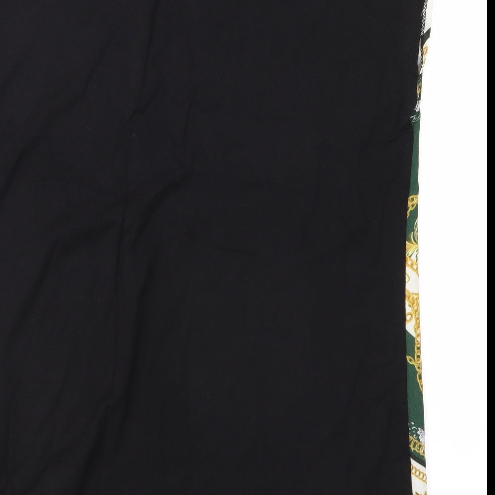 Papaya Womens Black Colourblock Basic T-Shirt Size 10