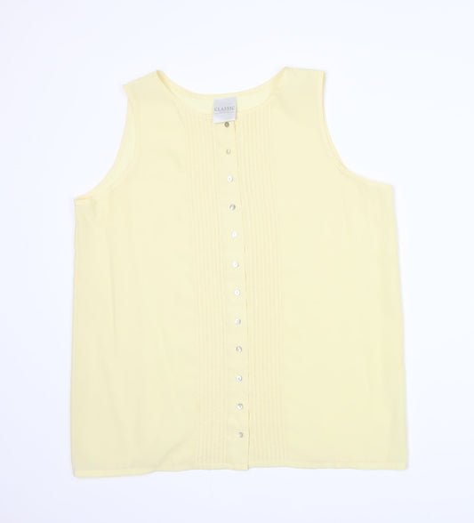 Womens UK Size 14 Classic Yellow Basic Blouse