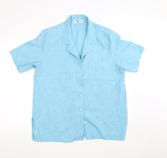 classic fringe Womens Blue Basic Polo Size 18