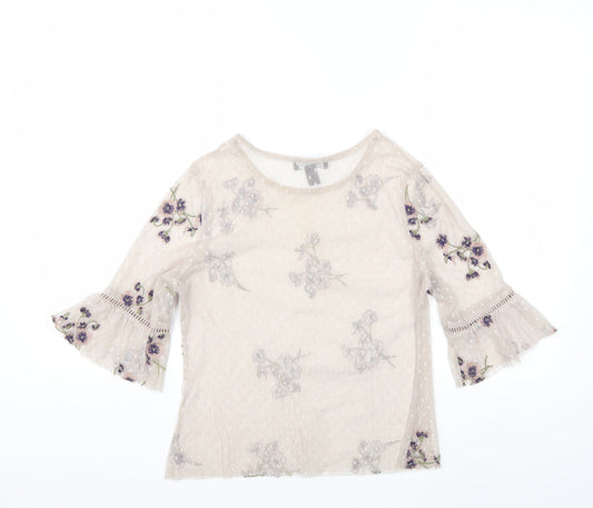 Womens UK Size 8 New Look Beige Basic Blouse
