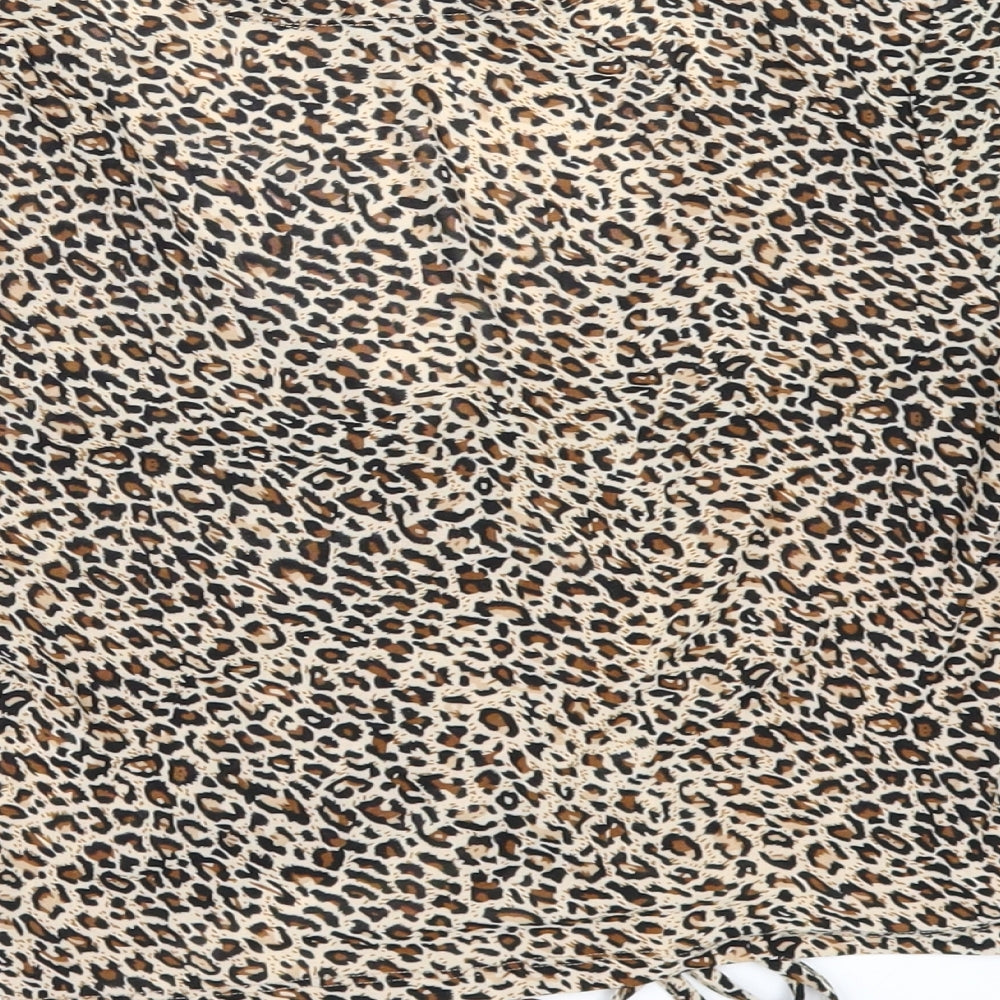 SheIn Womens Beige Animal Print Basic T-Shirt Size M