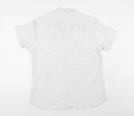 Mens UK Size L TU White Button-Up Short Sleeve Casual Shirt