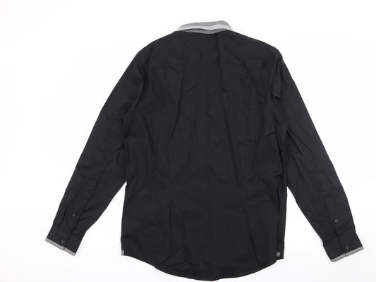 F&F Mens Black Button-Up Size M