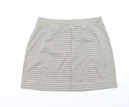 NEXT Womens Beige Check  A-Line Skirt Size 14