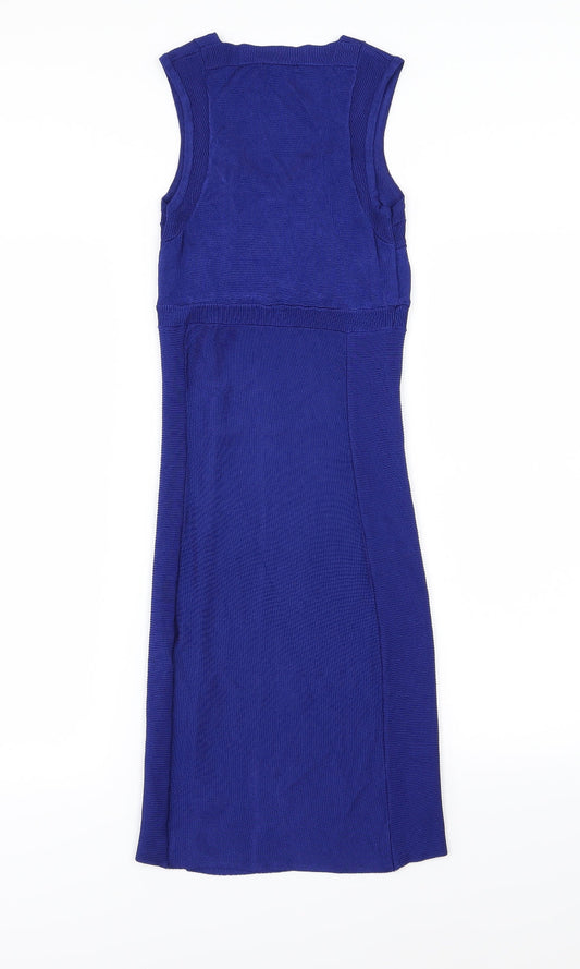 H&M Womens Blue Knit Jumper Dress Size XS