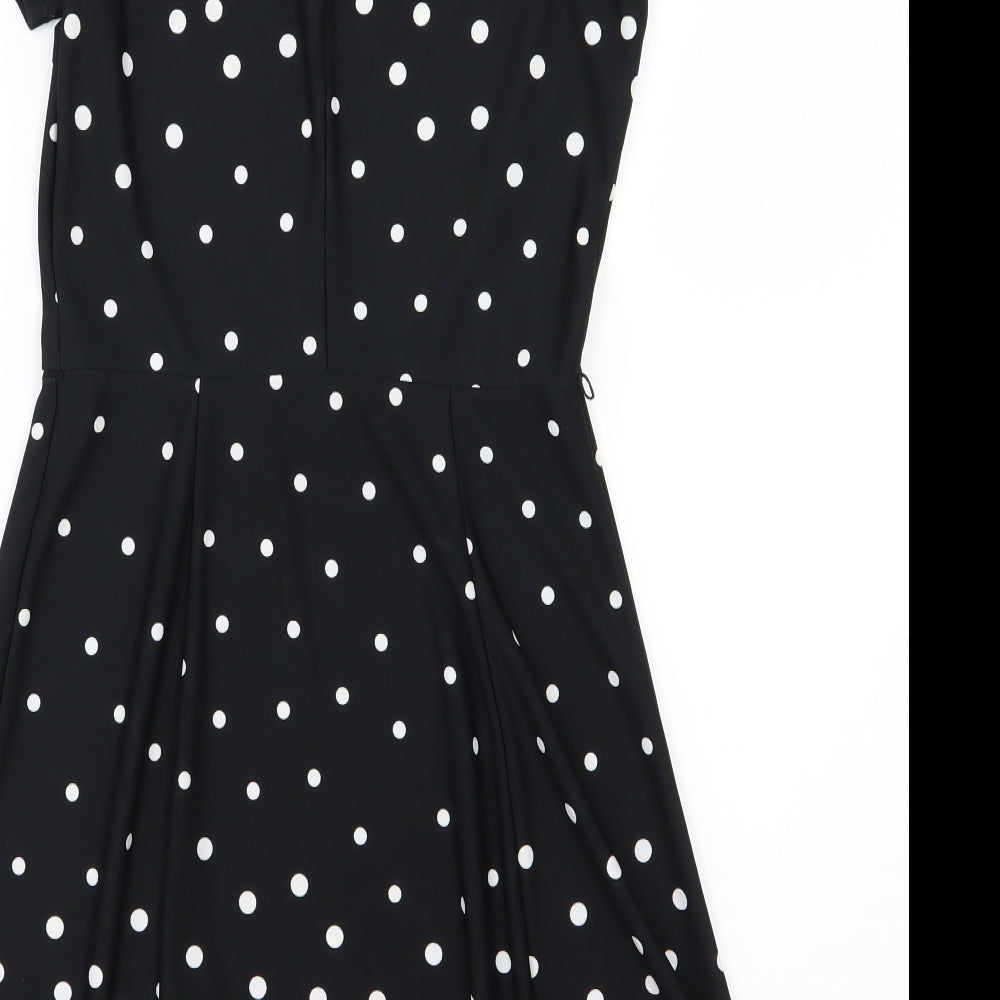 Oasis Womens Black Polka Dot A-Line Size XS