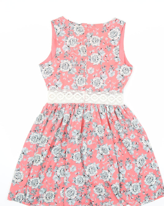 Newlook Womens Pink Floral A-Line Size 12