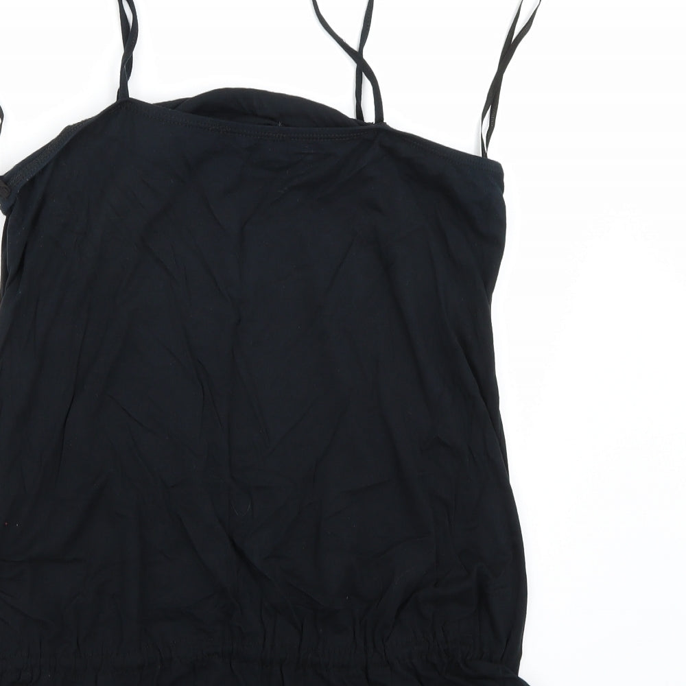 Womens UK Size 14 Preworn Black Basic T-Shirt