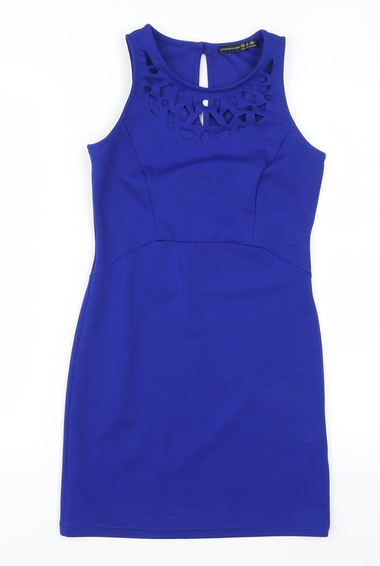 Additional front view of Atmosphere women’s blue mini, size UK 10, - cut out