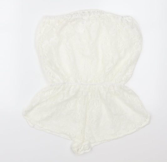 Ocean Club Womens White  Lace Playsuit One-Piece Size 10  - Beach Cover Up