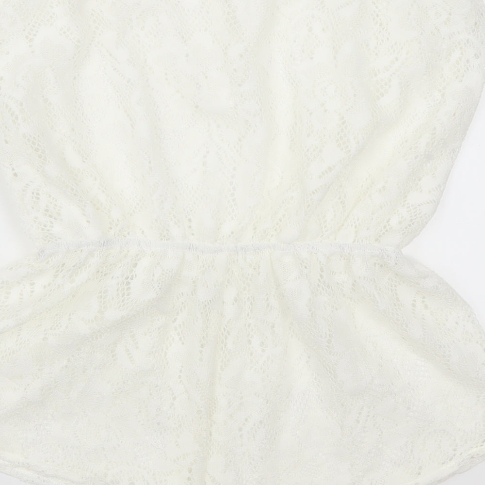 Ocean Club Womens White Lace Playsuit One-Piece Size 10 - Beach Cover Up