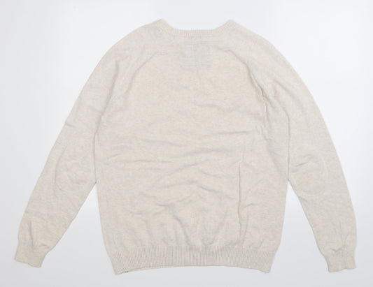 Cedar Wood State Mens Beige Knit Pullover Jumper Size M