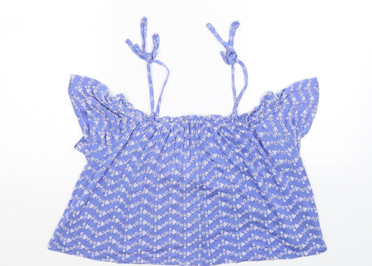 Miss Selfridge Womens Blue Floral Basic Tank Size 14