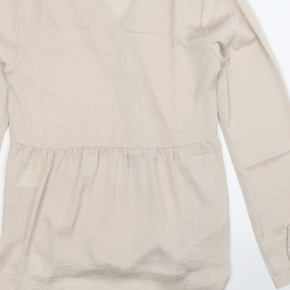 Womens UK Size 8 H&M Silver Basic Button-Up